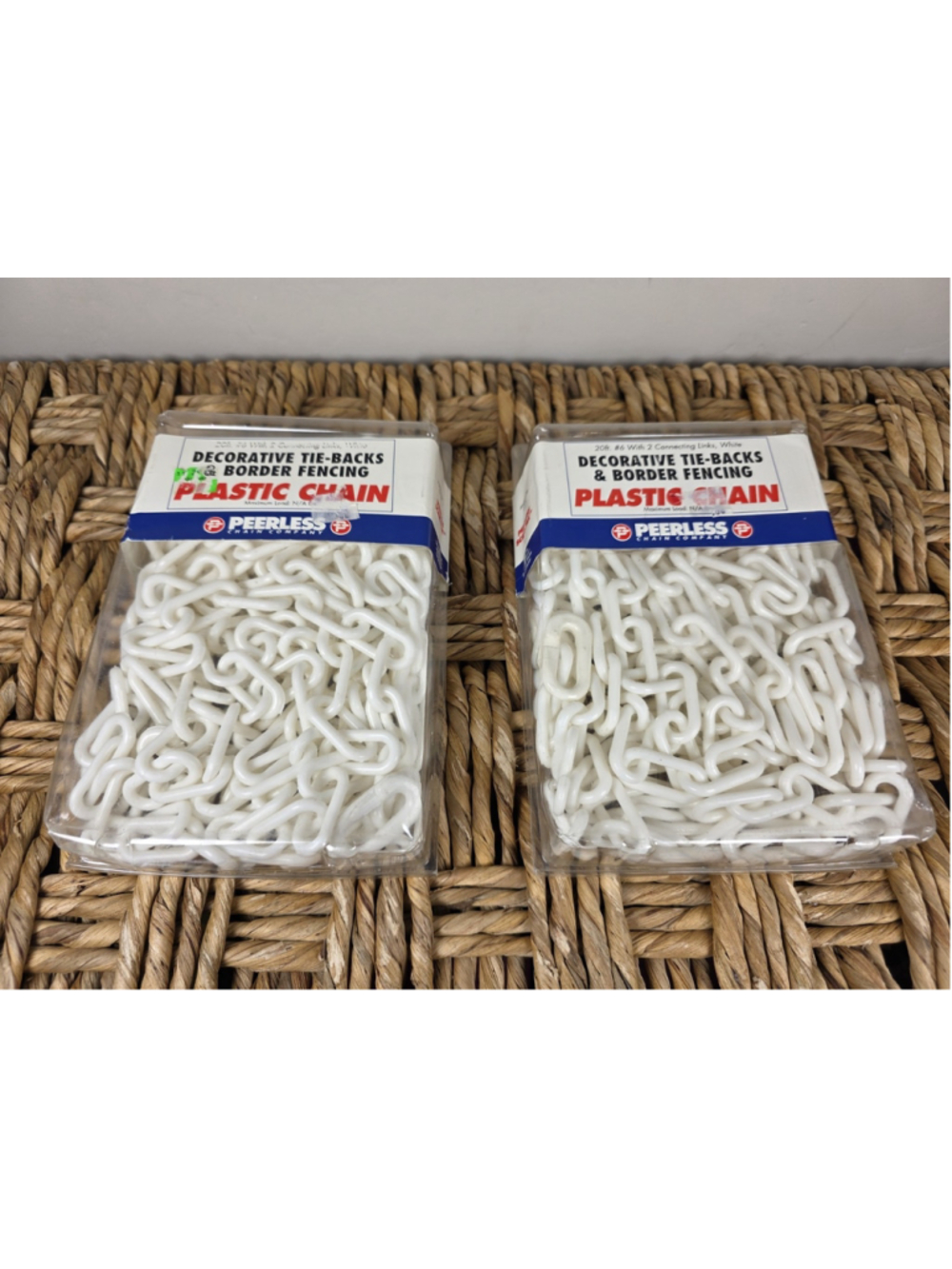 Peerless #6 Plastic Chain White 20 Ft Lot of 2 Decorative Tie Backs USA 4540260